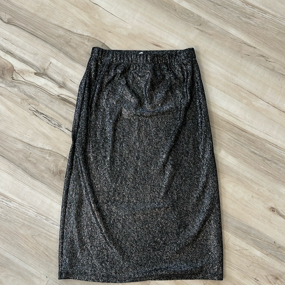 Zadie Bs Shimmery Black Metallic Pencil Skirt